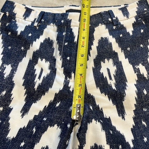 J Crew Collection | Silk Ikat Print Cigarette Pants | Navy & White | Women's 6 - Picture 11 of 15